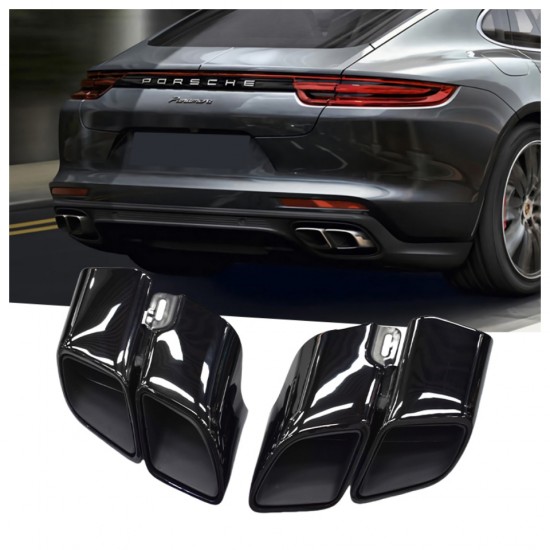DEX Car Exhaust Tip for Porsche Panamera 971 2017-2024 Upgrade to GTS Square Quad Turbo Muffler Exhaust Nozzle Dual Tail Pipe