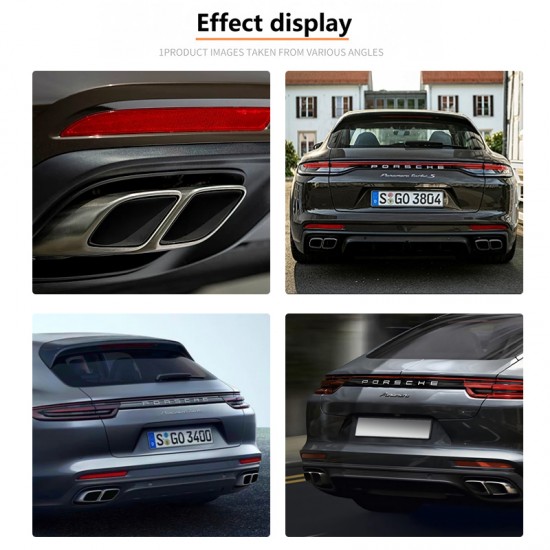 DEX Car Exhaust Tip for Porsche Panamera 971 2017-2024 Upgrade to GTS Square Quad Turbo Muffler Exhaust Nozzle Dual Tail Pipe