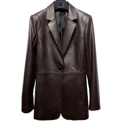 Trend Western-style Clothes Silk blazer Jackets Woman Women's Brown Leather Jacket