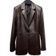 Trend Western-style Clothes Silk blazer Jackets Woman Women's Brown Leather Jacket