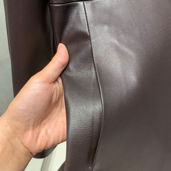 Trend Western-style Clothes Silk blazer Jackets Woman Women's Brown Leather Jacket