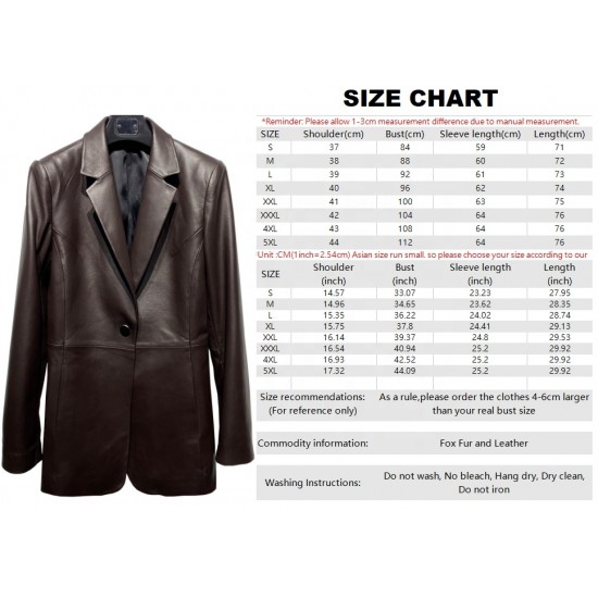 Trend Western-style Clothes Silk blazer Jackets Woman Women's Brown Leather Jacket