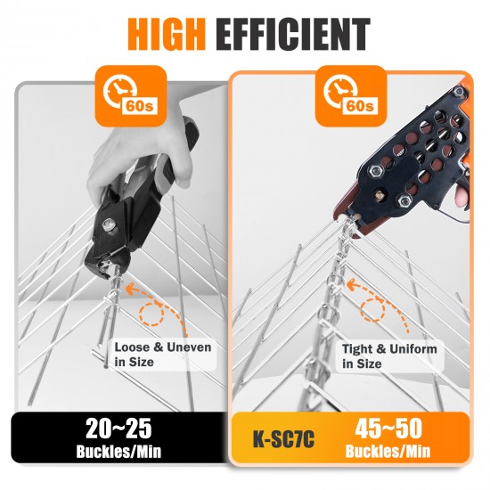 KAMSIN K-SC7C 15 Gauge Pneumatic Hog Ring Gun Kit-3/4" C Ring Stapler with 1000PCS Staples (4.8mm Closure) for Fish Cages