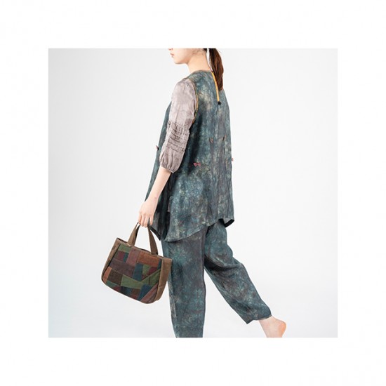 [SUM&SIM]Professional Manufacture Color Print in Korea Waist Sheer Blouse Ladies Butterfly Rayon Vest(blue,brown, Rainbow)