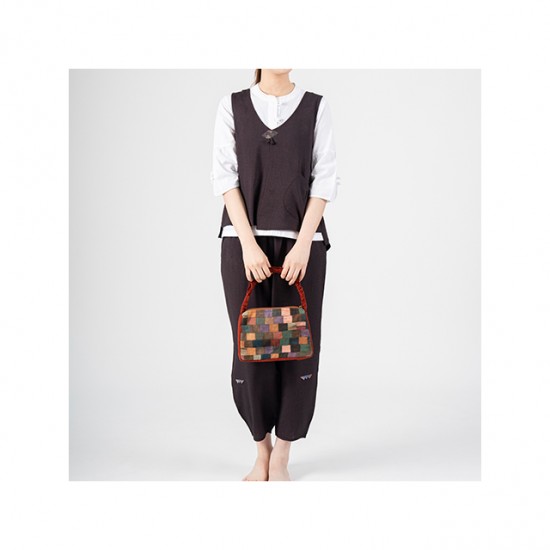 [SUM&SIM]Customizable Discount Custom Knit Top Wear Well Made Fashion Print Women Casual Organic Fabric Leaf Vest-Pants Set