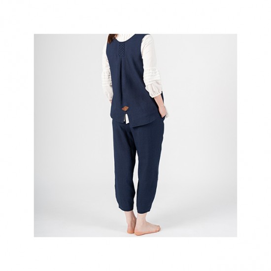 [SUM&SIM]Factory Supply Street Wear Fashion Clothes Cheap Price Oversized Comfortable Organic Fabric Leaf Vest-Pants Set