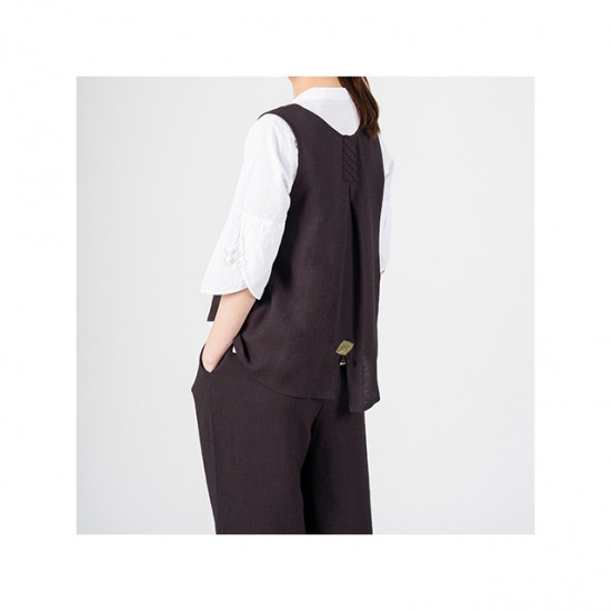 [SUM&SIM]Factory Supply Street Wear Fashion Clothes Cheap Price Oversized Comfortable Organic Fabric Leaf Vest-Pants Set