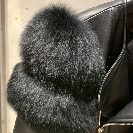 Hot Sales Cropped Warms Fur Clothes Fur Black Leather Jackets Original fox Leather Jacket
