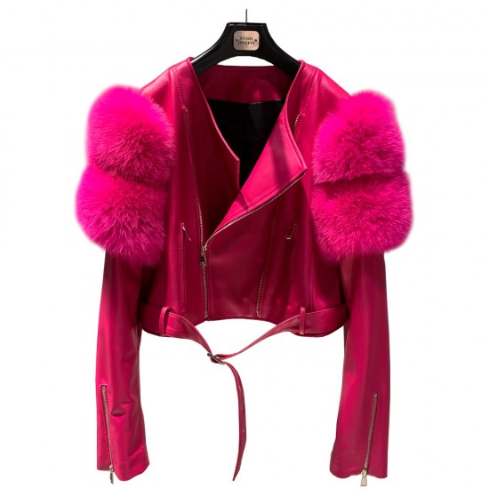 Fluffy Fashion Long Sleeves Jacket Women fox Leather Fur Clothes Outdoor Wear Leather Jackets