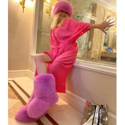 Factory Raccoon Fox Fur Boots Women Shoes Warm Boot for Women