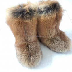 Factory Raccoon Fox Fur Boots Women Shoes Warm Boot for Women