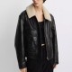 NAFA OEM Women's Street Wear Genuine Leather Outerwear Jacket Tops Clothes Sheep Fur Collar