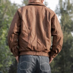 New Style Casual Men's Garment Vintage Short Genuine Leather Coats Cow Skin Casual Single Button Camel Clothes Jackets
