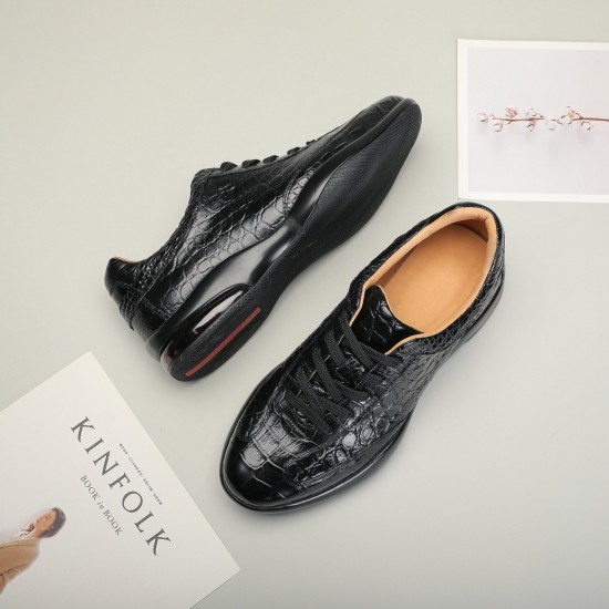 2024 New Crocodil Belly Men's Casual Sneakers Genuine Leather Men's Shoes alligator Shoes Men