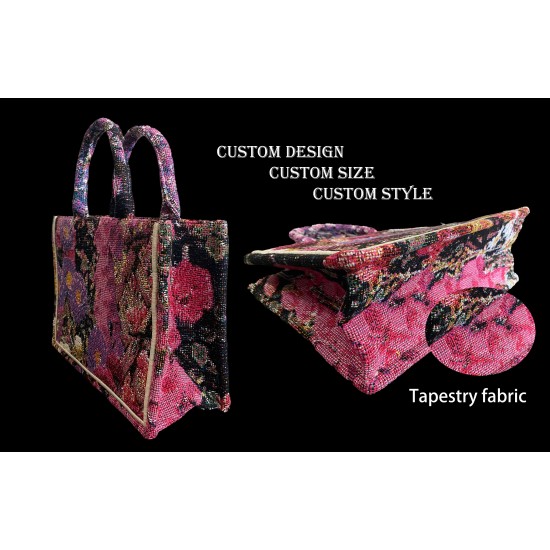 Custom Women's Woven Tapestry Canvas Tote Bag with Custom Logo for Outdoor Sports