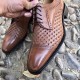 Full Brogues Blake  Custom Handmade Shoes  Summer Cowhide Sandals Hollow Breathable  Woven Business  Leather Sole Dress Shoes