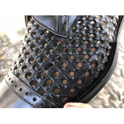 Full Brogues Blake  Custom Handmade Shoes  Summer Cowhide Sandals Hollow Breathable  Woven Business  Leather Sole Dress Shoes