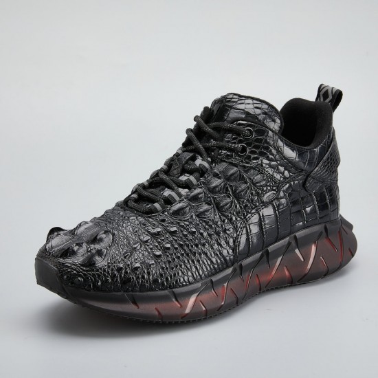 2024 New Leather Men's Shoes Genuine Leather Trend Versatile Sports and Casual Shoes Thick Sole Elevated Shoes Wholesa