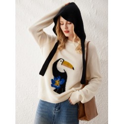 Atoptex Elegant Casual Pullover Knitwear Top Loose Fit Crew Neck Winter Streetwear Winter Clothes for Women Standard Knitted