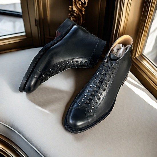 Men Blake Welt Boxing Boot Sneaker Shoes Top Calf Leather Ankle Boots Handmade Casual Mans Classic Lace up TOP Shoe Factory