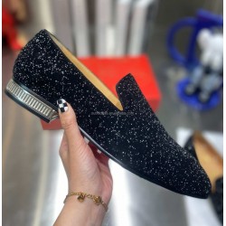 Largest 14 Leather Dress Shoes Logo Spike Glitter Loafers Leather Oxfords Shoes for Men's Black Velvet Oxford Shoes for Men