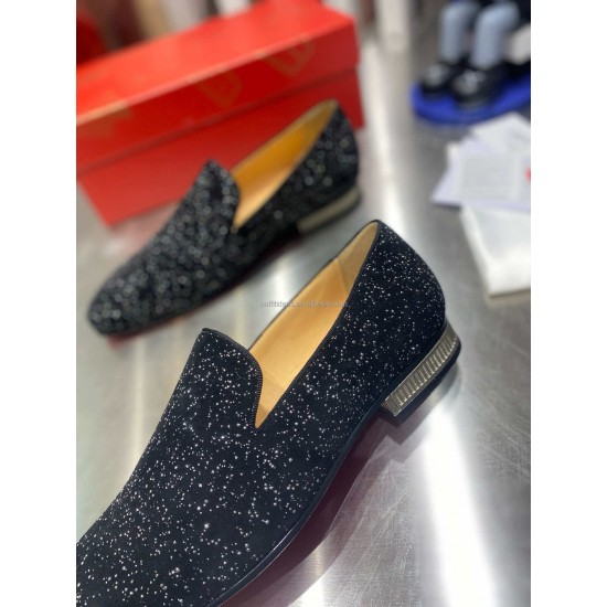 Largest 14 Leather Dress Shoes Logo Spike Glitter Loafers Leather Oxfords Shoes for Men's Black Velvet Oxford Shoes for Men