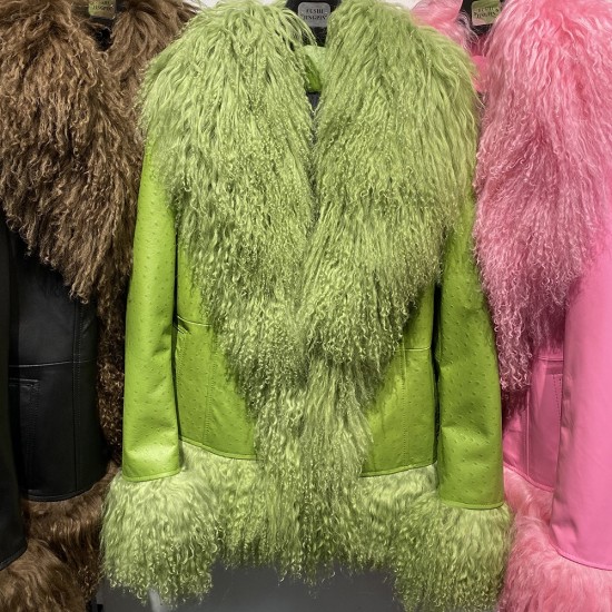 2025 Autumn Black Mongolia Fur Collar Leather Clothes Real Suede Leather Jacket Women Oversized Coat Outerwear Streetwear