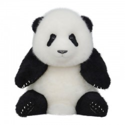 High Quality Sheepskin Plush Panda Bear Giant Soft Doll with Embroidered Technics Perfect Gift for Children