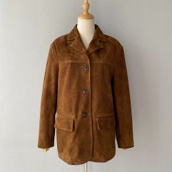 Wholesale Soft Stylish Genuine Suede Sheepskin Coat Suit Clothes Windproof Autumn Custom Women Jackets Made of Sheep Leather