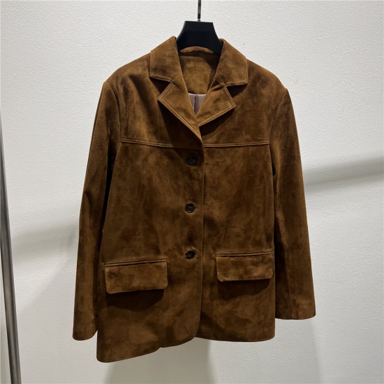 Wholesale Soft Stylish Genuine Suede Sheepskin Coat Suit Clothes Windproof Autumn Custom Women Jackets Made of Sheep Leather