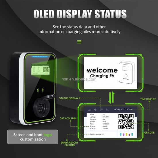 Socket Type AC EV Charger 22kw 11kw 7kw Home Use Smart Wallbox Charging Station Untethered Model With Bluetooth WIFI APP Control