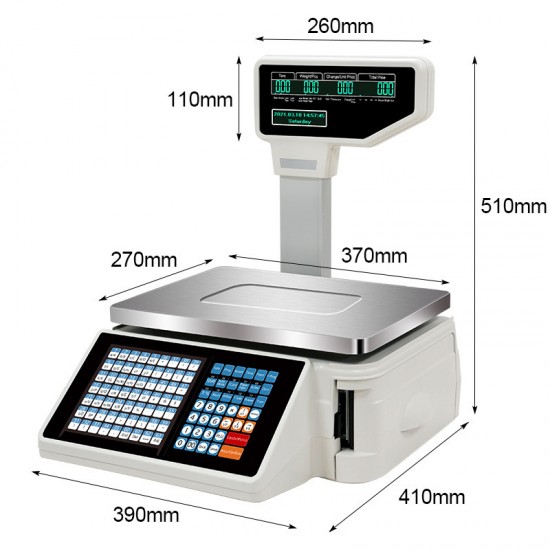 Label and Receipt Printing Scale 15kg Cash Register Barcode Printing Electronic Receipt Scale 30kg Digital Weighing Scale Arabic