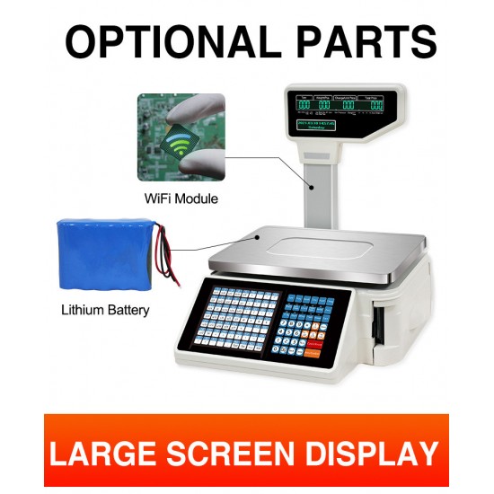 Label and Receipt Printing Scale 15kg Cash Register Barcode Printing Electronic Receipt Scale 30kg Digital Weighing Scale Arabic