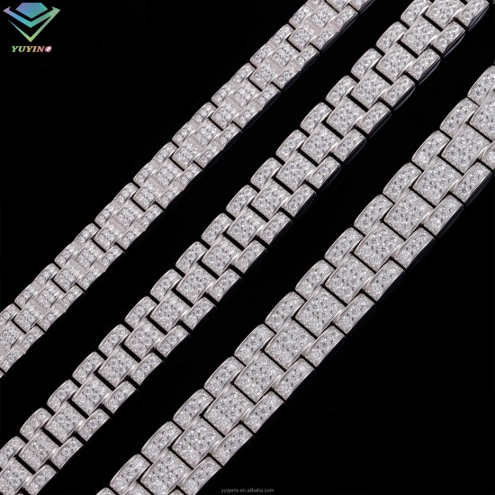 New Design Mossanite Cuban Bracelet Fine Jewelry 8mm 10mm 12mm S925 Silver Moissanite Bracelet VVS Lab Diamond Cuban Bracelet