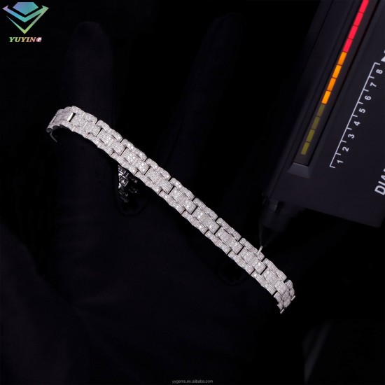 New Design Mossanite Cuban Bracelet Fine Jewelry 8mm 10mm 12mm S925 Silver Moissanite Bracelet VVS Lab Diamond Cuban Bracelet