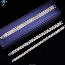 New Design Mossanite Cuban Bracelet Fine Jewelry 8mm 10mm 12mm S925 Silver Moissanite Bracelet VVS Lab Diamond Cuban Bracelet