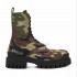Extra Round Toe Battle Scars Distressed Lug Men Trendy Shoes Safety Climbing Hiking Biker Boots Strike Camo Canvas Combat Boot