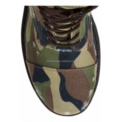 Extra Round Toe Battle Scars Distressed Lug Men Trendy Shoes Safety Climbing Hiking Biker Boots Strike Camo Canvas Combat Boot