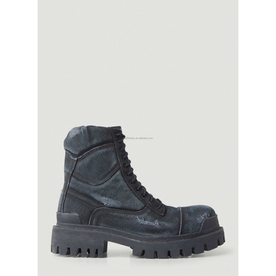 Extra Round Toe Battle Scars Distressed Lug Men Trendy Shoes Safety Climbing Hiking Biker Boots Strike Camo Canvas Combat Boot