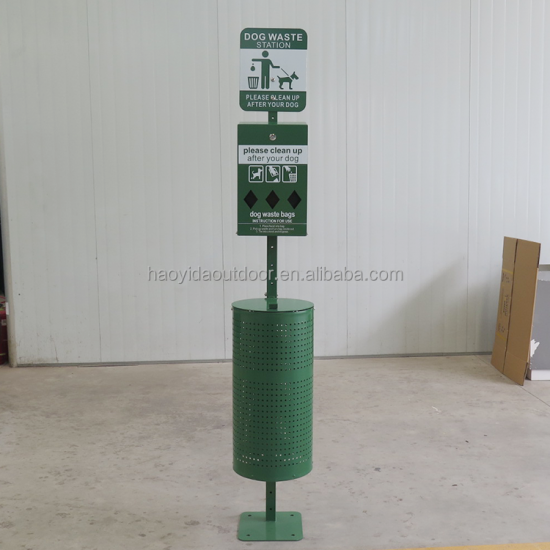 Factory OEM Stainless Steel Plate Dog Pet Waste Station Bins Dispenser Outdoor Dog Waste Bin Container Park Pet Waste Station