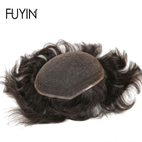 100% Density Hair Prosthesis Toupee for Men  Full French Lace Mens Human Hair Replacement Systems Breathable Toupee for Men