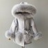 Factory Wholesale Winter Warm Toddler Knitted Cashmere Wool Coat With Fox Fur Collar and Cuffs Kids Cashmere Coat