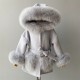 Factory Wholesale Winter Warm Toddler Knitted Cashmere Wool Coat With Fox Fur Collar and Cuffs Kids Cashmere Coat