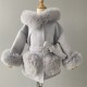 Factory Wholesale Winter Warm Toddler Knitted Cashmere Wool Coat With Fox Fur Collar and Cuffs Kids Cashmere Coat