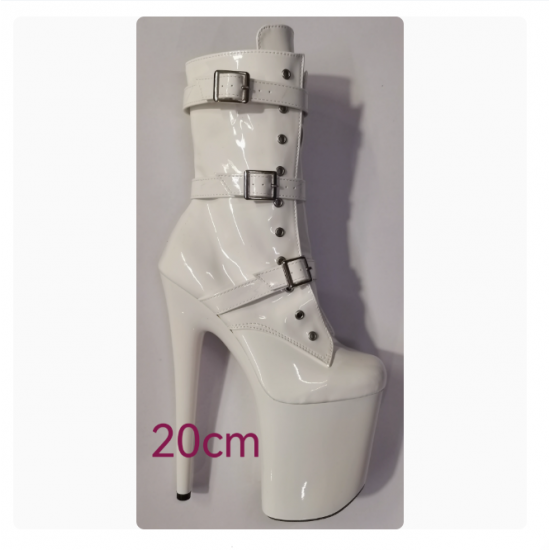 New 20cm European and American Pole Dance Model Catwalk Performance Shoes Low-top Patent Leather Short Boots