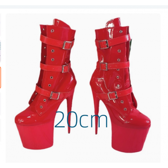 New 20cm European and American Pole Dance Model Catwalk Performance Shoes Low-top Patent Leather Short Boots