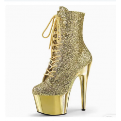 20cm Glitter Sequins Model Catwalk High Heels Stiletto Electroplated Bottom Short Boots Super High Heel Pole Dance Shoes