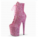 20cm Glitter Sequins Model Catwalk High Heels Stiletto Electroplated Bottom Short Boots Super High Heel Pole Dance Shoes