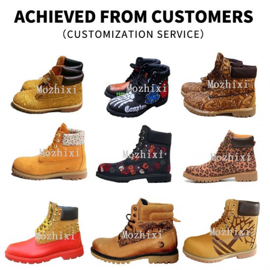 Dropshipping Custom Logo British Style Unisex Genuine Leather Vintage Boots Casual 5CM Thick Soled Cowhide Handmade Walking Shoe