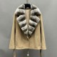 New Coming Women Wool Cashmere Coat Real Fur Collar Winter Trendy Wool Coat